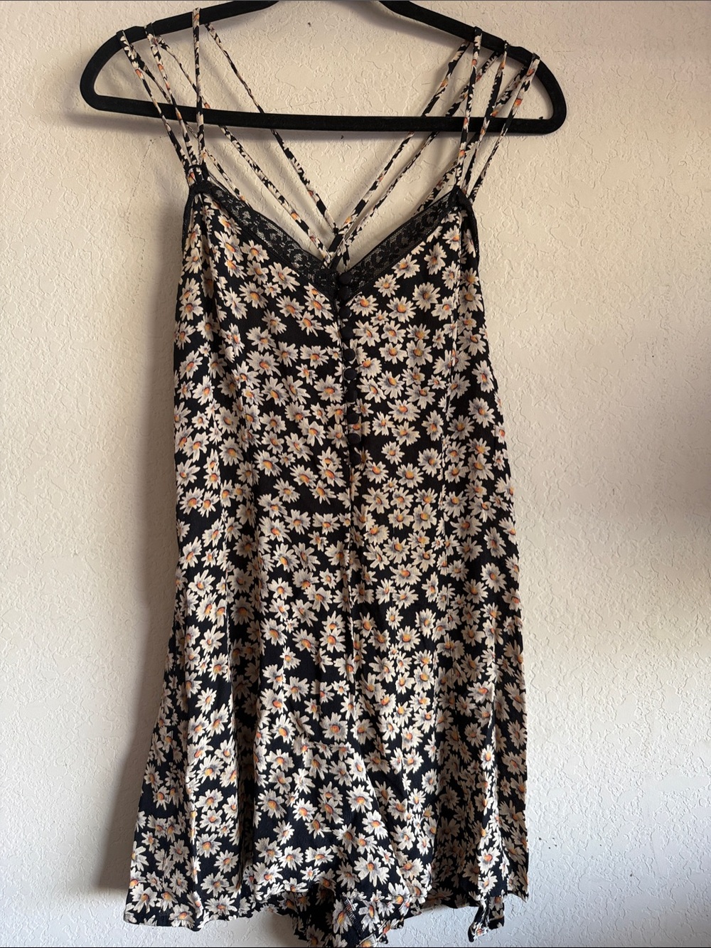Topshop Black Daisy Print Strappy Romper